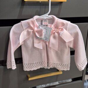 Girls Pink Double Bow Cardigan 6-9 Months NWT